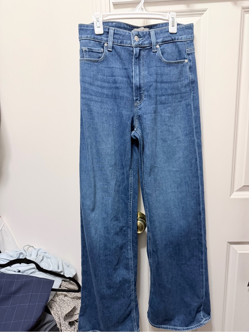 PAIGE Anessa 31” Wide-Leg Blue Jeans